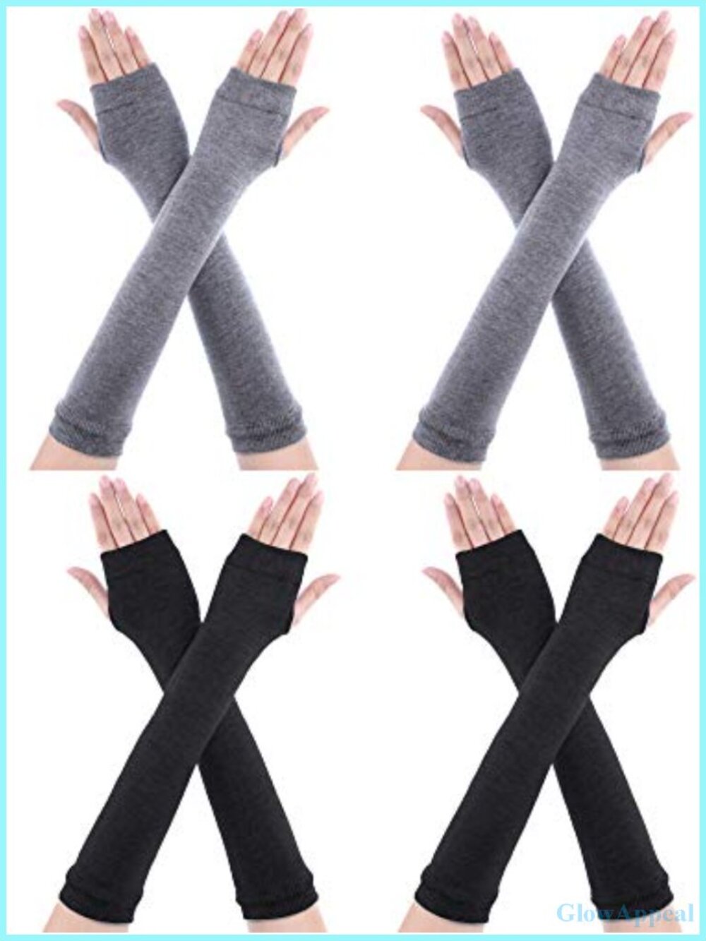 Fingerless Arm Warmers with Thumb Hole β Stretchy Knit Elbow Length Gloves
